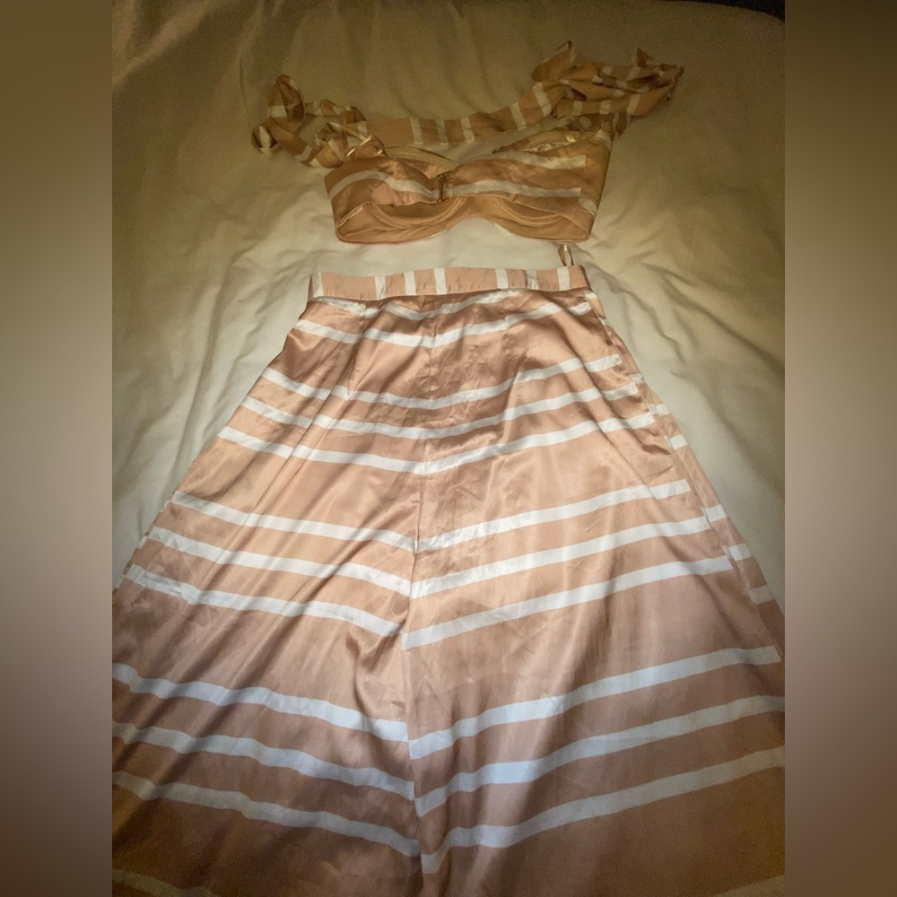 BLITHE Striped Tan and White Women's set M